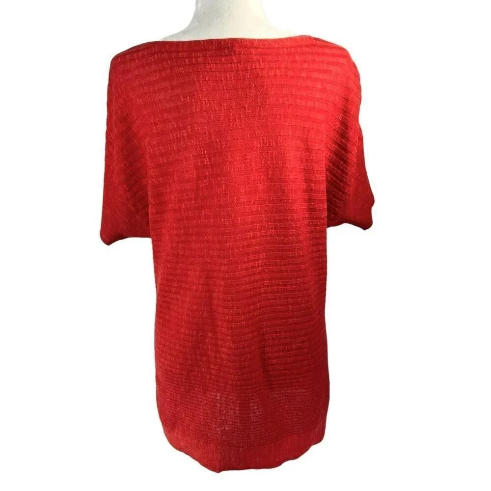 Eileen Fisher Medium Knit Linen-Cotton blend Top Coral Color Organic